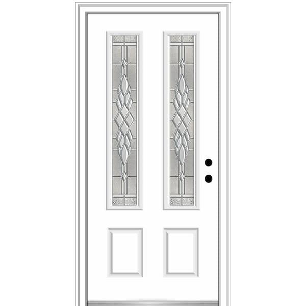 MMI Door 36 in. x 80 in. Grace Left-Hand Inswing 2-Lite Decorative Primed Fiberglass Prehung Front Door, 4-9/16 in. Frame