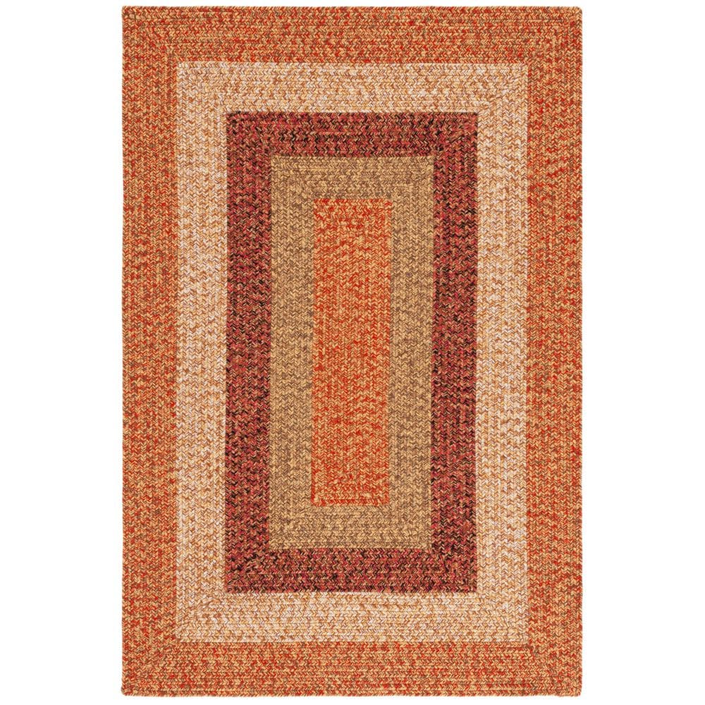 SAFAVIEH Braided Rust/Red 3 ft. x 5 ft. Machine Washable Solid Striped ...