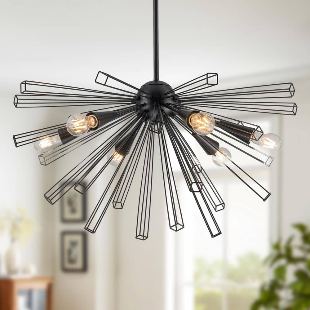 6-Light Black Modern Geometric Satellite Chandelier