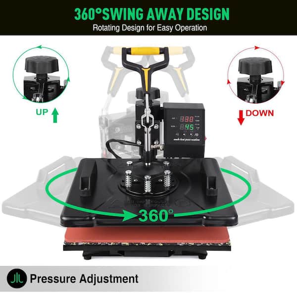 8 in 1 Heat Press Machine For T-Shirts 15x15 Combo Kit Sublimation Swing  away 889296499039