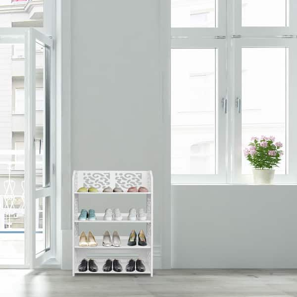 Winado 8 Tier 36 Pair White MDF Shoe Rack - Freestanding Shoe