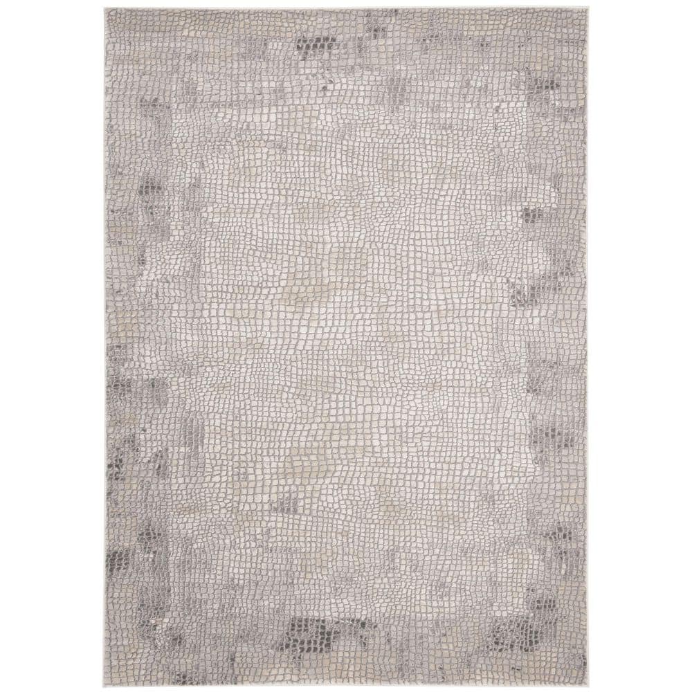 Gray Abstract 9' x 12' Stain-Resistant Synthetic Area Rug