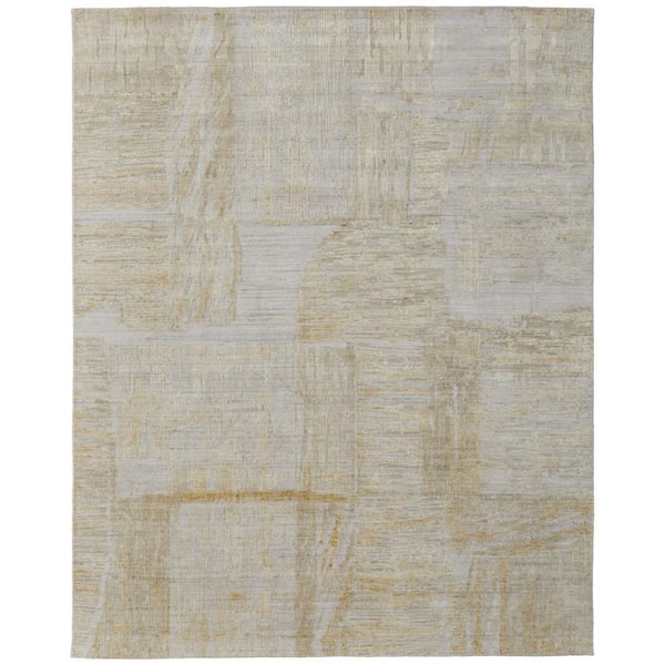 10 ft. x 14 ft. Yellow, Ivory Abstract Area Rug
