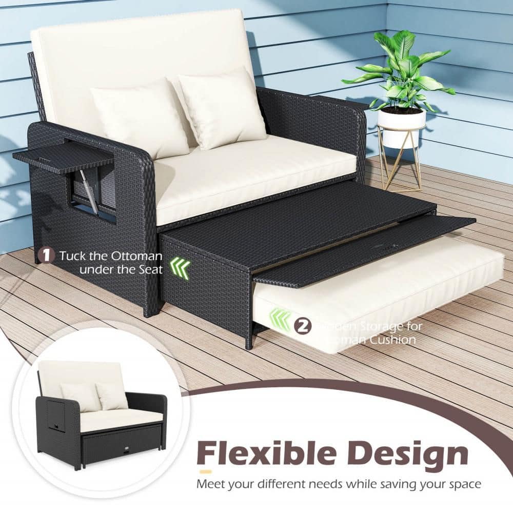Diagram showing how to use the day bed furniture flexible design.
