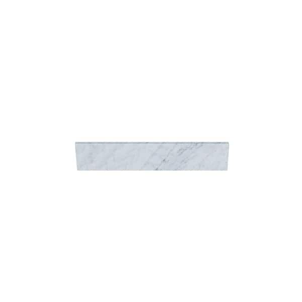 TJAmerican 25 in. W x 0.75 in. x 4 in. Natural Carrara Marble Bathroom Vanity Backsplash