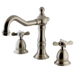 Transitional Cross 8 in. Widespread 2-Handle High-Arc Bathroom Faucet in Brushed Nickel