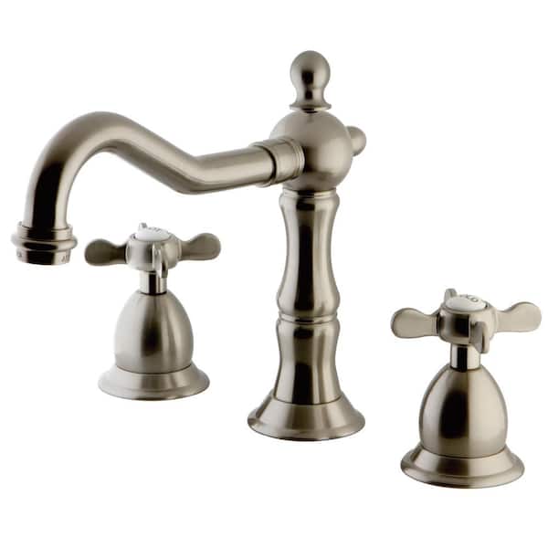 Kingston Brass Transitional Cross 8 in. Widespread 2-Handle High-Arc Bathroom Faucet in Brushed Nickel