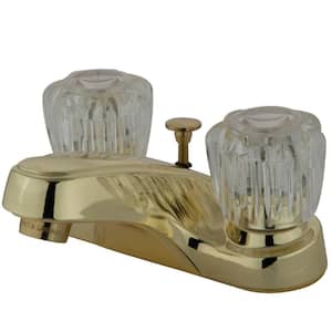 Americana 4 in. Centerset 2-Handle Bathroom Faucet with Brass Pop-Up in Polished Brass