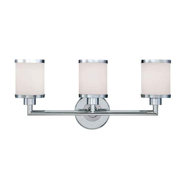 Millennium Lighting 3-Light Chrome Vanity Light with Etched White Glass