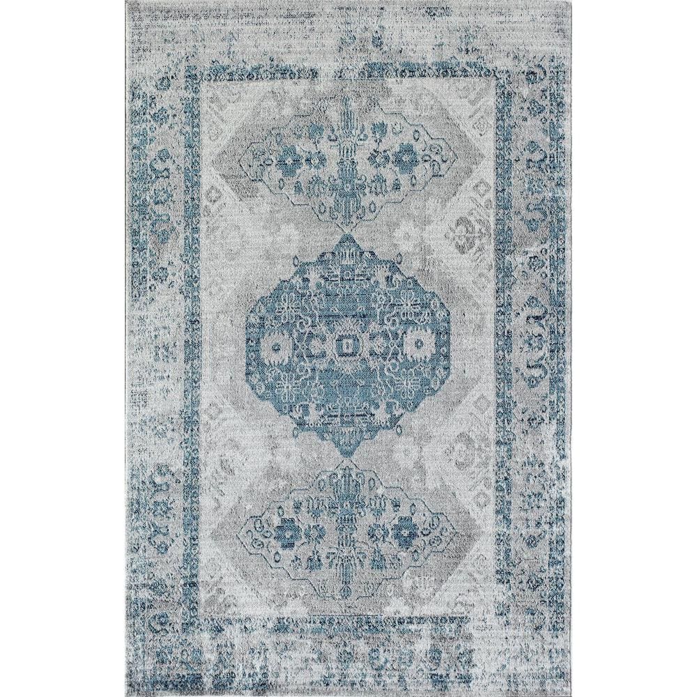 Freida Blue and Gray Vintage Farmhouse Area Rug