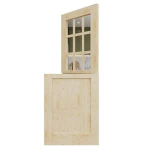 32 in. x 80 in. Solid Pine Universal 9 Lite Clear Glass Unfinished Dutch Door Design Wood Front Door Slab