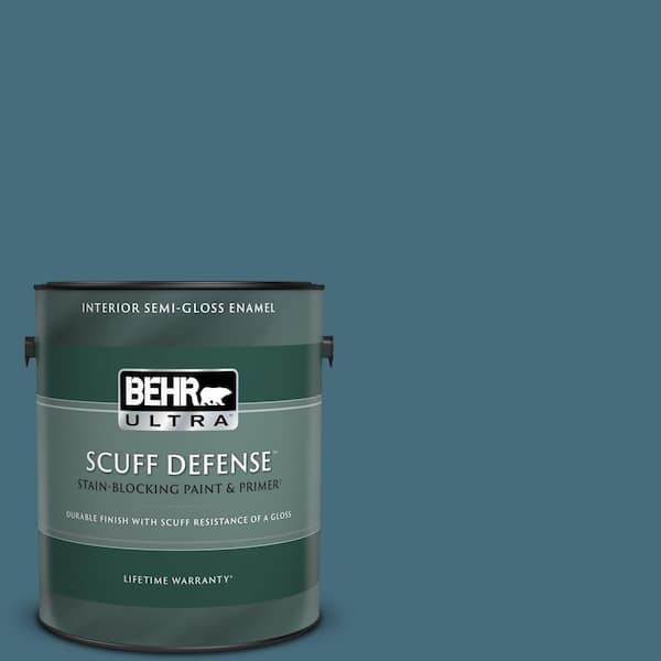 BEHR ULTRA 1 gal. #S480-6 Poseidon Extra Durable Semi-Gloss Enamel Interior Paint & Primer