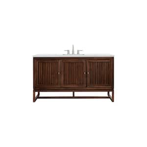 Athens 60 in. W x 23.5 in. D x 34.5 in. H Bathroom Vanity in Mid Century Acacia with Ethereal Noctis Quartz Top