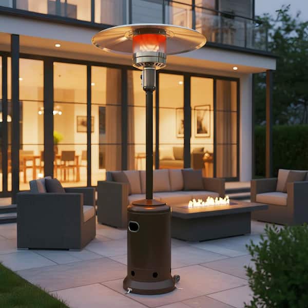 50,000 BTU Heat-Focusing Outdoor Propane Patio Heater with Wheels, Brown
