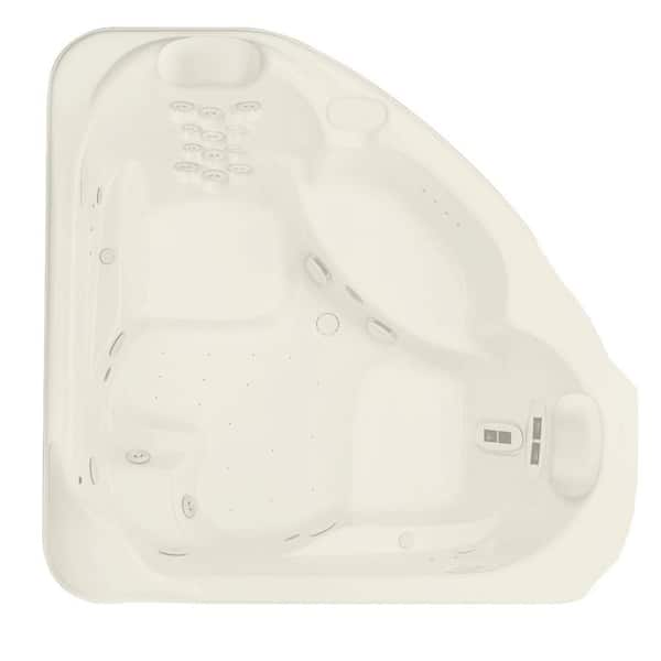 Aquatic Millennium 8 in. to 72 in. Neo-Angle Drop-in Air Bath/Whirlpool Bathtub with Heater Acrylic Center Drain in Biscuit