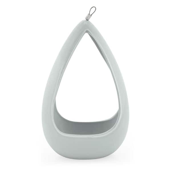 Arcadia Garden Products Cone 8-1/2 in. x 5-1/4 in. Light Gray Ceramic Hanging Planter