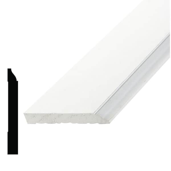 Alexandria Moulding WM 620 9/16 in. x 4-1/4 in. x 96 in. Primed Pine Finger-Jointed Base Moulding