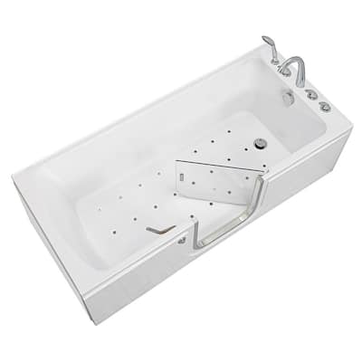 Laydown 72 in. Walk-in Air Bath Bathtub in White with Right Hinged Middle Glass Door, 5 PC Fast Fill Faucet, Right Drain Laydown 72 in. Walk-in Air Bath Bathtub in White with Right Hinged Middle Glass Door, 5 PC Fast Fill Faucet, Right Drain