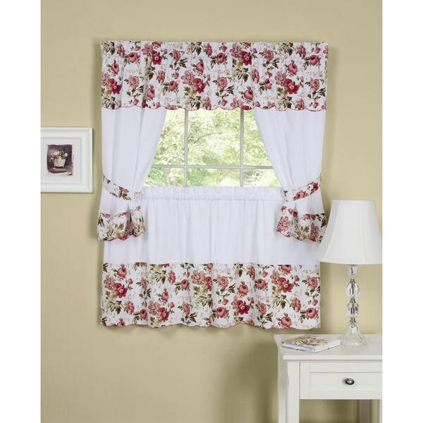 Achim Sheer Wisteria 36 in. L Polyester Window Curtain Set in Rose