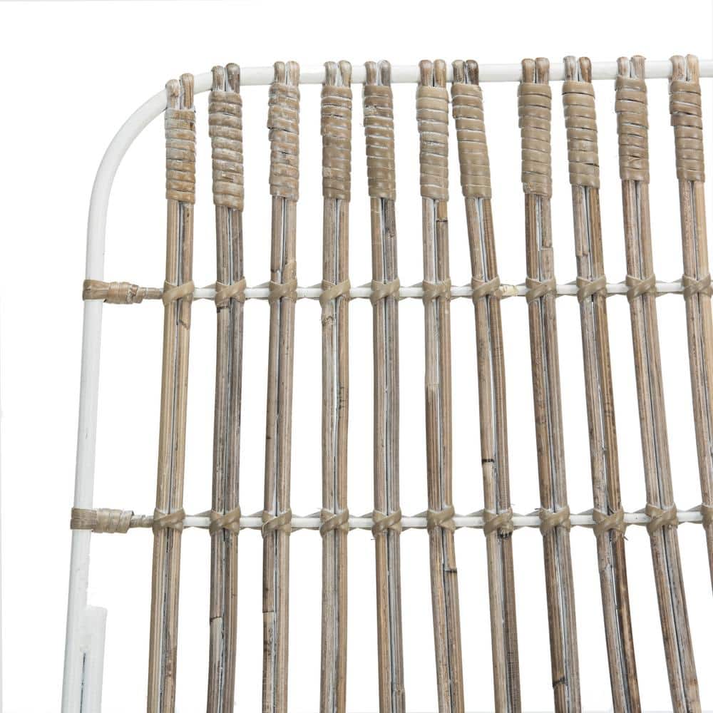 Minerva White Wicker and Metal Bar Stool Set of 2
