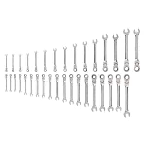 34-Piece (1/4-1 in., 6-24 mm) Flex Head 12-Point Ratcheting Combination Wrench Set