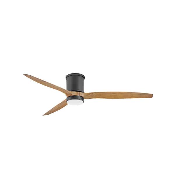 HINKLEY Hover Flush 60 in. Integrated LED Indoor/Outdoor Matte Black Ceiling Fan with Wall Switch