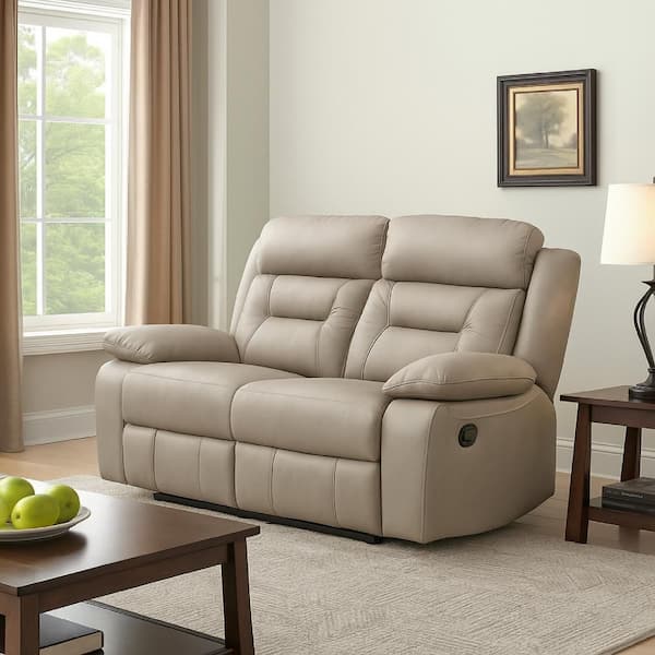 Benjara Conia 62.5 in. Solid Print Faux Leather Seats 2 with