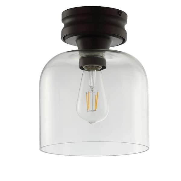 Domenic 7.75 in. Oil Rubbed Bronze Metal/Glass LED Flush Mount