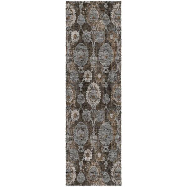 Dream Shag Premium Machine Washable Abstract ADS821 Chocolate 2 ft. x 7 ft. Runner Rug