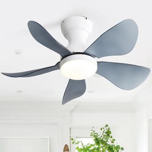 29 in. Indoor White Modern Flush Mount Ceiling Fan with LED Dimmable Light and Remote Control