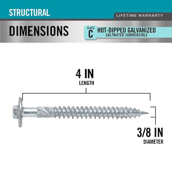 Reviews for DECKMATE 3/8 in. x 4 in. Hex Washer Head Structural Hot ...