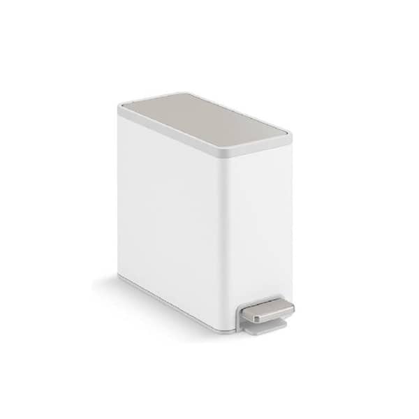 Adrinfly Free Standing 2.5 Gallon Step Trash Can With Soft and Quite Close Foot Pedal in White and Stainless Steel