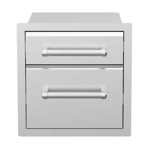 18 in. Outdoor Kitchen Built-In Grill Cabinet 2 Drawer Access Drawer Unit