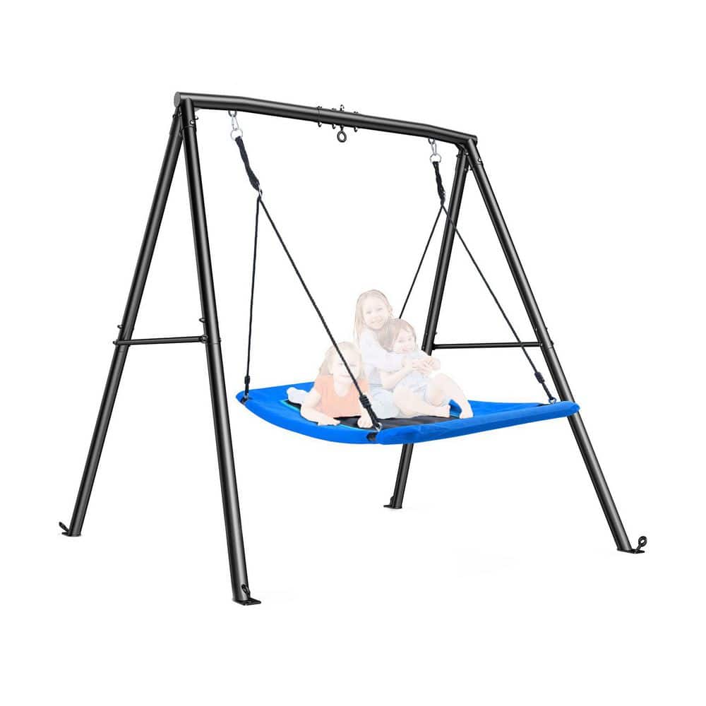 "Blue A-Frame Metal Swing Set with 60"" Steel Frame Swing, 440lbs Capacity Stand, Indoor/Outdoor Use" price history on PriceWatchPro