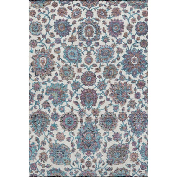 Mayfield Premium Machine Washable Abstract AMF2187 Teal 10 ft. x 14 ft. Area Rug