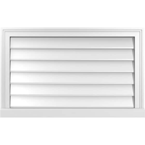 Ekena Millwork 32 in. x 20 in. Vertical Surface Mount PVC Gable Vent: Decorative with Brickmould Sill Frame