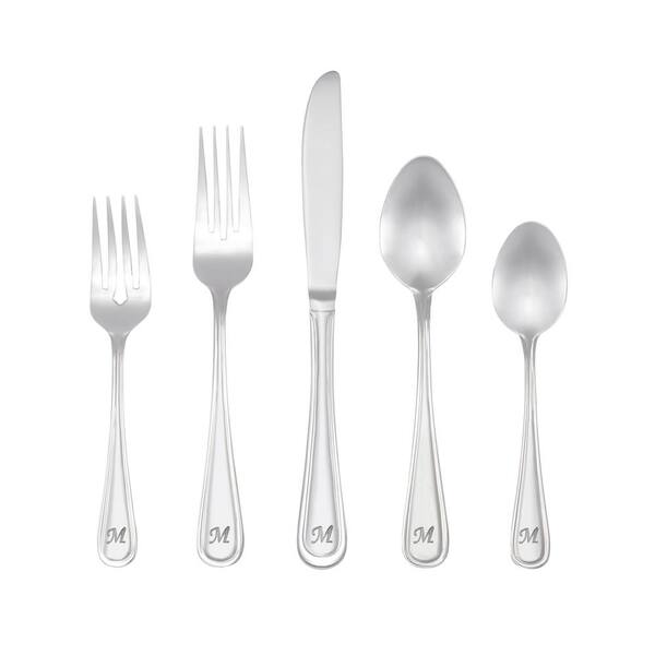 RiverRidge Home Marina Monogrammed Letter M 46-Piece Silver Stainless Steel Flatware Set (Service for 8)