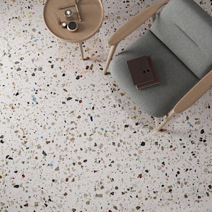 Adorn White Multicolor 23.62 in. x 47.24 in. Terrazzo Look Polished Porcelain Floor and Wall Tile (15.49 sq. ft./Case)