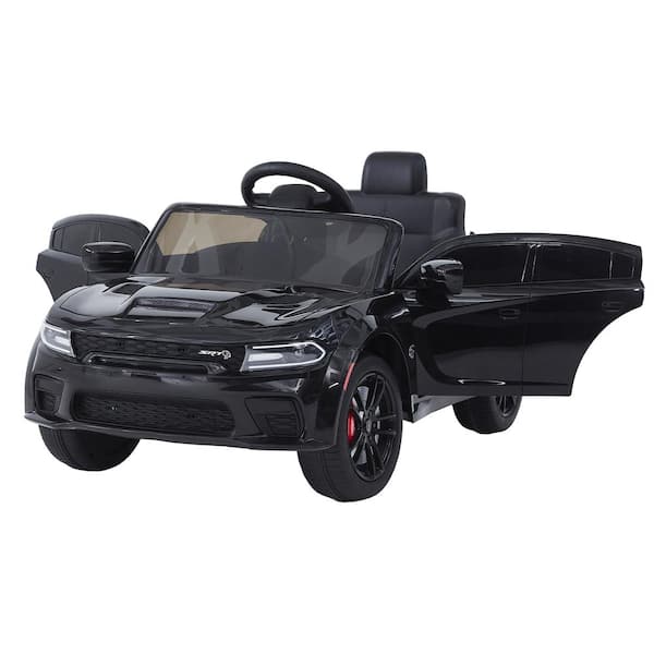 Kahomvis 8.8 in. Children Ride- on Car with 4 Wheel Suspension, 3 Speed Adjustable and Power Display in Black
