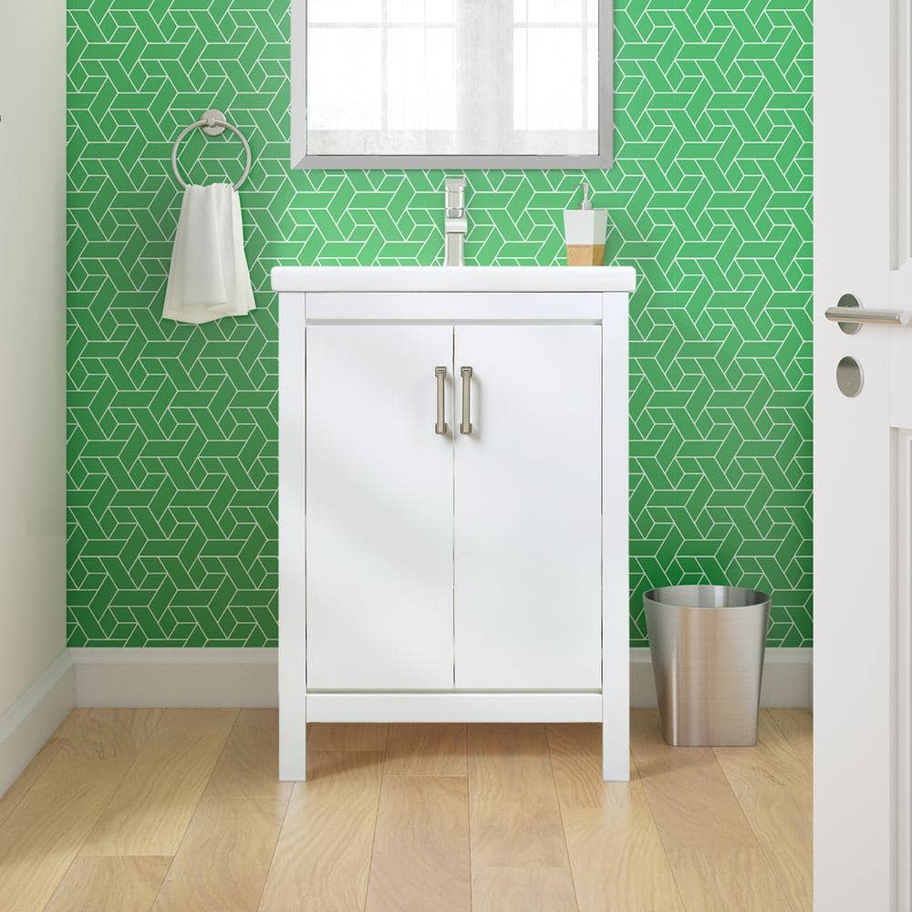Bailey 24 in. W x 16 in. D x 35 in. H Single Sink Freestanding Bath Vanity in White with White Vitreous China Top price history on PriceWatchPro
