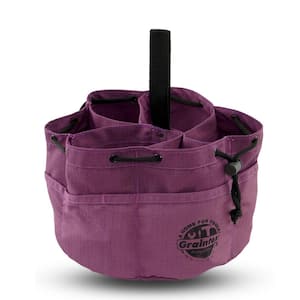 10 in. 6-Pocket Purple Canvas Grab Tool Bag with Drawstring Closure