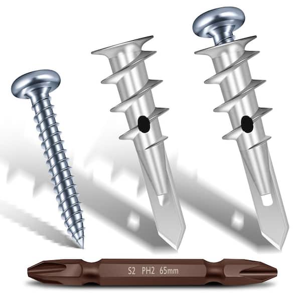 #8 x 1.57 in. Zinc Self-Drilling Drywall Anchors with Screws (50-Pack)