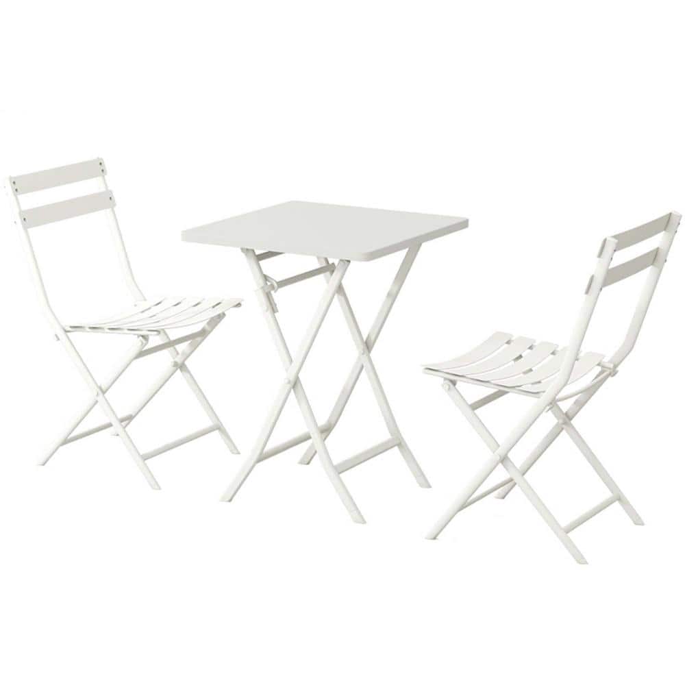 Tunearary 3Piece Metal Square Patio Bistro Set Folding Table and