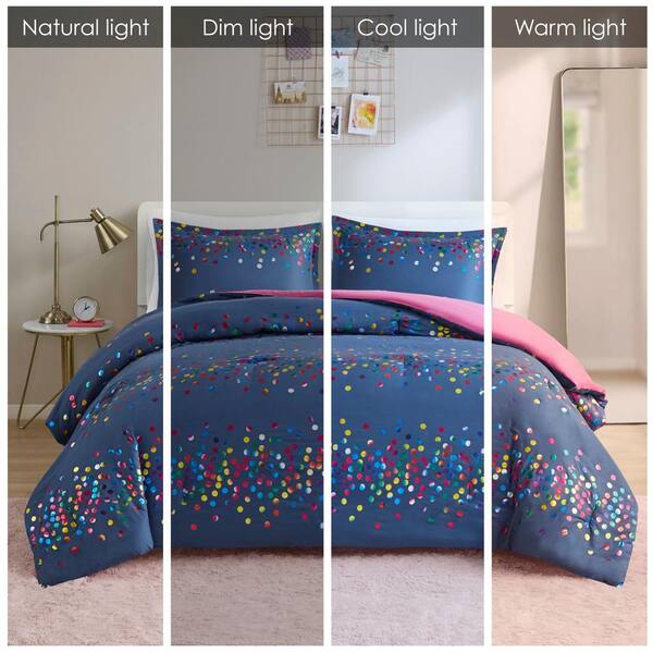 Intelligent Design Cora Polyester 3-Pcs Navy Full/Queen Rainbow