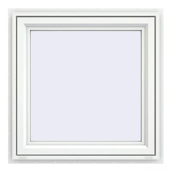 35.5 in. x 35.5 in. V-4500 Series White Vinyl Left-Handed Casement Window with Fiberglass Mesh Screen