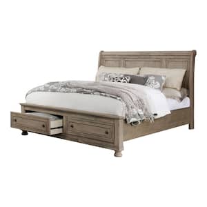 Kapriella Gray Wood Frame Queen Platform Bed with Drawers