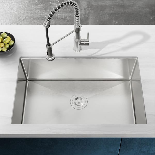 33 in. Drop-In Single Bowl Dark Gray Stainless Steel Kitchen Sink with US Standard Drain and Hook