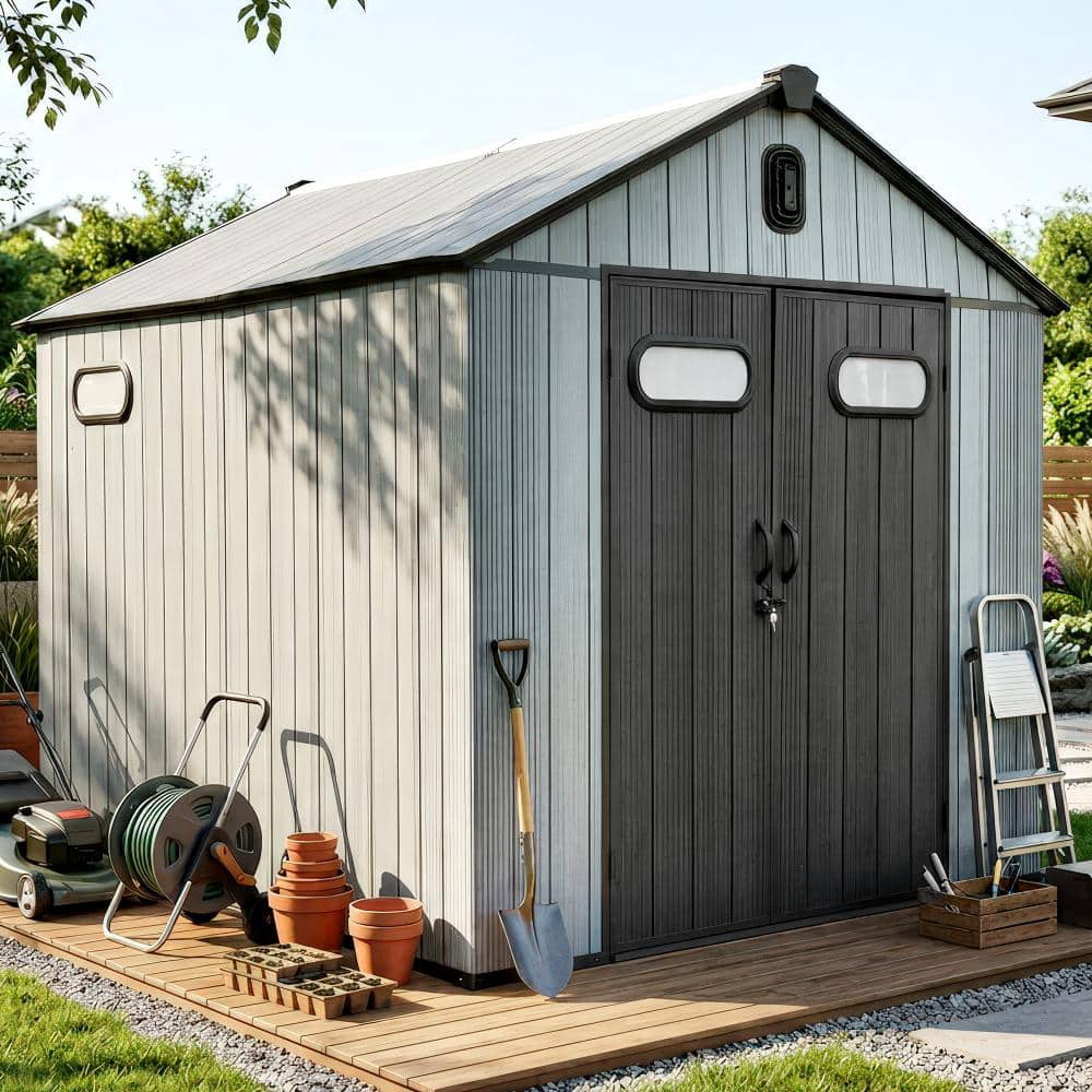 ToolCat 8 ft. W x 10 ft. D Resin Shed with Lockable Door and