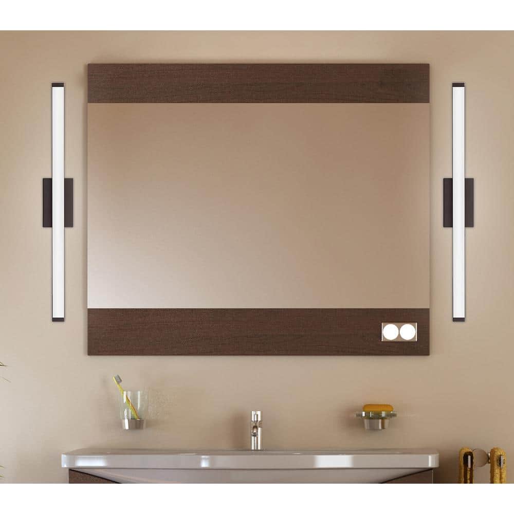 Contemporary Brushed Bronze LED Vanity Light with Dimmable Acrylic Shade