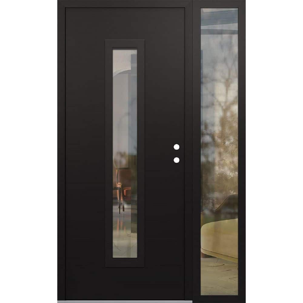 A11 48 in. x 80 in. Black P Left-Hand/Inswing Clear Glass Black/Black Sidelite Steel Prehung Front Door price history on PriceWatchPro